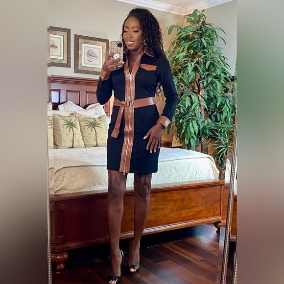 DEREK LAM 10 CROSBY Black Jayda Mixed-Media Dress🔥 - Picture 15 of 16